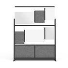 Luxor - Mur modulaire 70 x 48 - Cadre noir segmenté, fenêtre givrée, PET gris frais-Améliore la diffusion de la lumière tout en réduisant les distractions