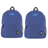 BAZIC Products - Sac à dos classique 17 po bleu, paquet de 2-Un grand compartiment principal et un petit compartiment avant avec fermeture éclair