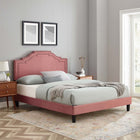 Modway - Adelaide Performance Velvet Lit de plateforme King, Rose poussiéreuse-Velours de performance résistant aux taches