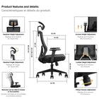 Kopplen - Chaise De Bureau Avec Appui-tête Et Accoudoirs - Noir-Hauteur optimale et stabilité supérieure