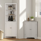 Kleankin - Armoire de salle de bain d’angle avec doubles portes et étagères réglables - blanc-Construit en MDF pour une structure solide 