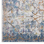 Modway - Minu Treillis floral vieilli Tapis 4 pi l x 6 pi L - Bleu clair, jaune et orange-100% polypropylène