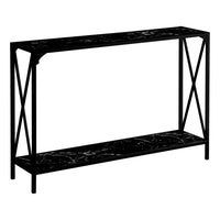 Monarch Specialties - 2126 Table D'Appoint - 48 po L/Marbre Noir/Console D'Entre Noir-1
