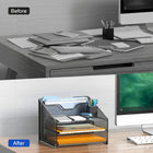 ShoppingAll - Organisateur de bureau avec plateau à papier à 3 niveaux et 2 sections verticales-Taille compacte qui s’adapte à la plupart des bureaux (env. 12,25 po L × 11,5 po P × 9,5 po H), libère la surface de travail et réduit l’encombrement