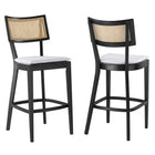 Modway - Caledonia Tabourets de bar - Noir Blanc - Ensemble de 2-Tabourets en rotin