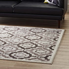 Modway - Kalinda Treillis rustiques vintage marocains Tapis de 5 pi l x 8 pi L - Brun, beige et ivoire-Dessous en caoutchouc de prise