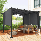Outsunny - Pergola rétractable 10 pi l x 10 pi L - UPF50+ pergola de jardin extérieure-Colonnes en acier avec revêtement en poudre et supports triangulaires pour la solidité et la stabilité
