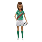 Barbie - Careers - Joueuse de Soccer - Poupée-Design de l'uniforme : maillot vert à rayures rouges, inspiré d'une palette de couleurs mondialement populaire