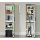 Sauder - Meuble de rangement pour aspirateur robot HomePlus - Blanc doux-Compatible avec la plupart des robots aspirateurs de style disque et des stations d'accueil de chargement/déchargement par le haut