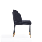 Manhattan Comfort - Chaise de salle à manger moderne Flor 58 cm, revêtement tissé sergé, noir-Piètement standard à 4 pieds