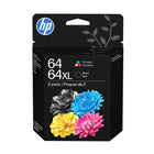 HP - Cartouches d'encre 64X/64 noire haut rendement/trois couleurs rendement standard, Paquet de 2 (3YP23AN)-Jusqu'à 2 fois plus d'impressions avec les cartouches d'encre HP d'origine qu'avec les cartouches rechargées