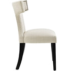 Modway - Curve Tissu Fauteuil d’appoint de salle à manger Ensemble de 2 - Beige-Moulures cloutées à clous