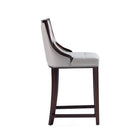 Manhattan Comfort - Tabouret de comptoir Fifth Avenue 19" traditionnel rembourré en similicuir - gris clair-Comprend une base de repose-pieds