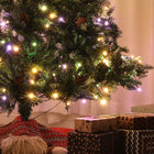 HOMCOM - Arbre de Noël artificiel pré-éclairé 6 pi avec lumière LED bicoloure-Les branches ignifuges renforcent la sécurité autour de la maison 