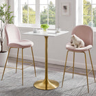 Modway - Lippa 28 po Carré Bois Bar Table, Or Blanc-	Socle métallique résistant aux éclats