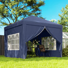 Outsunny - Tente de réception d'extérieur pliante 10 pi l x 10 pi L avec sac de transport, bleu-Partie du toit avec sous-couche gris clair pour réduire les rayons UV et la chaleur