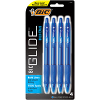 BIC - Stylo à bille rétractable Glide Bold - 1,6 mm - Bleu - Paquet de 4-Technologie Easy–glide