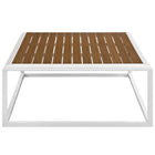 Modway - Stance Terrasse extérieure Aluminium Table basse - White Natural-Plateau de table en bois synthétique à lattes