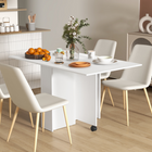 HOMCOM - Table à manger pliante à abattant 55 po avec étagères de rangement pour 4-6 personnes - blanc-Deux étagères au milieu pour un espace de rangement discret