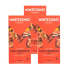 Montezuma’s Chilli Bonkers - Barre de chocolat noir 74 % au piment, 90 g, paquet de 3-Chocolat noir biologique 74 % avec piment moulu.