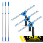 Gritt Commercial - Ensemble de nettoyage de vitres - Raclette pivotante de 14 po pour fenêtres - Perche télescopique de 6 pi - Lot de 3-Les outils se fixent facilement au manche télescopique inclus de 6 pi