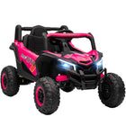 Qaba - UTV électrique 12V à batterie avec démarrage progressif - rose-Vitesse comprise entre 1,9 et 4,4 mi/h (3-7 km/h) avec 2 vitesses manuelles et 3 vitesses télécommandées 