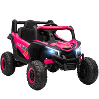 Qaba - UTV électrique 12V à batterie avec démarrage progressif - rose-Vitesse comprise entre 1,9 et 4,4 mi/h (3-7 km/h) avec 2 vitesses manuelles et 3 vitesses télécommandées 