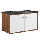 Modway - Transmit 36" Vanité de salle de bain murale - Noir noyer-Vanité moderne du milieu du siècle