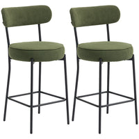 HOMCOM - Tabourets de bar modernes hauteur comptoir 27 po - vert - paquet de 2-Livré par lot de deux pour créer un look propre et coordonné 
