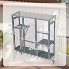 PawHut - Catio boîte de fenêtre extérieure pour 2-3 grands chats - gris - 63,8 po L x 19,7 po l x 60,6 po H-Comprend trois niveaux avec deux plateformes et un poteau à griffer 