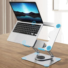 ShoppingAll - Support D’Ordinateur Portable Avec Base Rotative À 360° Pour Ordinateurs Et Tablettes Jusqu’à 17,3 Pouces – SA-LS8R-SILVER-Inclinaison et Hauteur Réglables – Inclinaison verticale jusqu’à 180° et rotation complète à 360° pour une posture optimale.