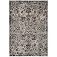 Modway - Hana Treillis floral vintage vieilli Tapis de 5 pi l x 8 pi L - Argent, bleu, beige et brun-Tapis vintage en treillis floraux vieillis