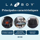 La-Z-Boy - Fauteuil de direction de massage Channing - noir-Appui-tête ajustable coussiné