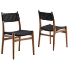 Modway - Wynn Corde et bois Fauteuils d’accompagnement à manger Ensemble de 2 - Noir noyer-Ensemble de 2 chaises d’appoint de salle à manger