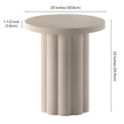 Hudson&Canal - Table d'appoint ronde cannelée Olie - 20 po l - Blanc aulne-Caractéristiques assemblage facile