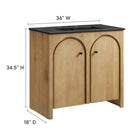 Modway - Appia 36" Vanette de salle de bain - Noir de chêne-Découpe de plomberie
