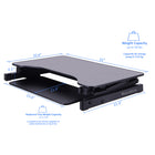 Rocelco - Plateforme a hauteur reglage ADR pour bureau assi/debout, 32 po, noir-Le bureau de 32 "de large par 20.6" de profondeur peut contenir jusqu'à deux moniteurs de 32 "et le plateau de clavier rétractable de 23.6" de large par 11.6" de profondeur peut contenir un ordinateur portable si nécessaire