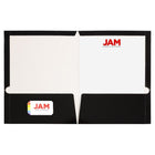 JAM Paper Chemise lustrée à 2 pochettes, 9 1/4 x 11 1/2 po, noir, 12/paq.-2 pochettes