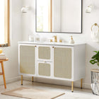 Modway - Chaucer 48" Vanité de salle de bain à un seul lavabo - Blanc blanc-Boutons d’armoire en métal