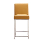 Manhattan Comfort - Element tabouret de comptoir moderne de 41,5 cm en similicuir camel et chrome poli-Conception de dos serré
