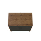 Manhattan Comfort - Rockefeller commode haute et table de chevet style milieu du siècle - nature et gris texturé - ensemble de 2-10