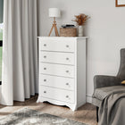 PrepacMC – Commode à 5 tiroirs Monterey, 45 1/4 po, blanc-Dimensions : 45 1/4 haut. x 31 1/2 larg. x 16 prof. (po)