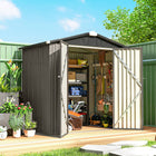 Outsunny - Remise de jardin extérieure 6,5 pi x 4 pi, gris clair-Le cadre en acier galvanisé et les panneaux revêtus offrent une protection solide par tous les temps 
