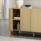 Manhattan Comfort - Buffet moderne Linda 60" à 4 portes - Chêne naturel-4 compartiments de rangement avec étagères réglables pour des solutions de stockage personnalisées