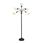 Simple Designs - Lampe de sol noire à col de cygne réglable, 5 lampes, abat-jour blanc-9