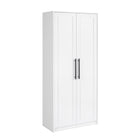 Prepac - Cabinet de rangement Premium Home 72 po avec portes, cabinet de garde-manger avec 5 étagères - Blanc-Matériau durable pour une utilisation à long terme : La lingerie est fabriquée à partir de bois composites laminés non toxiques (conformes aux normes CARB 2) avec un support robuste en panneaux de fibres de densité moyenne pour une résistance accrue - l'armoire de buanderie est facile à nettoyer et respectueuse de l'environnement