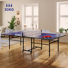 Soozier - Table de ping-pong taille réelle, ensemble-Équipée de quatre roulettes pivotantes avec freins, facile à déplacer et stable une fois en place 
