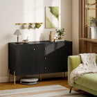 HOMCOM - Buffet moderne 47,2 po L avec rangement - noir-Les tiroirs glissent silencieusement et en douceur sur des rails en alliage 