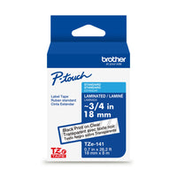 Brother Ruban laminé transparent avec texte noir authentique pour étiqueteuses P-touch, 18 mm de largeur x 8 m de longueur-Ruban laminé TZe transparent avec texte noir de 18 mm