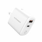 NuPower - Adaptateur secteur double port de 30 W - Blanc-Double port - USB-C et USB-A